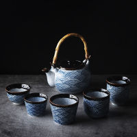 Japanese Style Household Sea Ripple Teapot Ceramic Tea Cup Creative Kung Fu Water Mug Restaurant Office Filter Tea Pot Drinkware