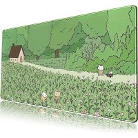 Large Green Plant Gaming Mousepad, Gamer Mouse Pad, Office Long Table Mat, Kawaii Table for Teenage Girls, Bedroom, Size