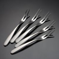 Fruit Fork Stainless Steel Two-tine Snack Cake Candy Forks Home Party Tableware Solid Toothpicks Bento Box Cutlery