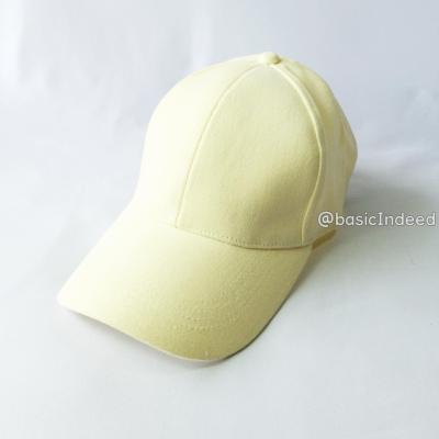 Basic Indeed- หมวกแก๊ปสีพื้นทรงสวย-เหลืองอ่อน