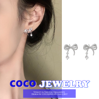 COCOJEWELRY เกาหลีใต้ใหม่ที่เรียบง่ายโบว์โบว์ Studded ต่างหูสำหรับผู้หญิง