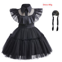 1-6 Years Children Wednesday Addams Cosplay For Girl Costume 2023 New Vestidos For Kids Party Dresses Halloween Black Costumes