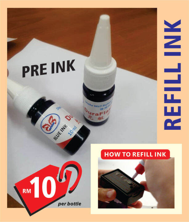 Rubber Stamp Refill Ink Flash Stamp Pre ink name chop cop ready stock