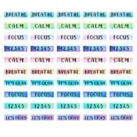 แถบประสาทสัมผัสสำหรับความวิตกกังวล50ชิ้นสติกเกอร์ข้อความ Relief ความเครียดพิมพ์ลายตัวอักษรเคสโทรศัพท์สำหรับตกแต่งสติกเกอร์รูปสงบ