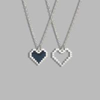 Mosaic Love Pendant Necklace Simple Alloy Pixel Love Couple Necklace Clavicle Chain Jewelry Accessory