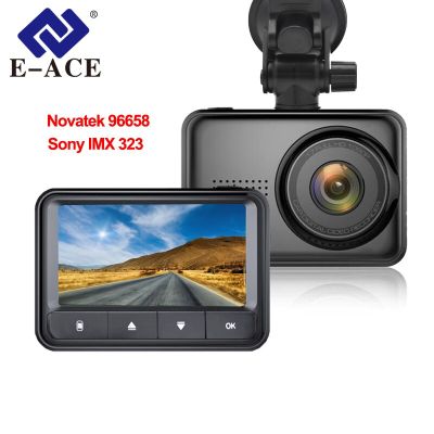 กล้อง HD เต็มรูปแบบแดชติดรถยนต์ E-ACE J44 1080P Novatek 96658 IMX 323 Dash เครื่องอัดวิดีโอการมองเห็นได้ในเวลากลางคืน Dvrs กล่องดำนายทะเบียนอัตโนมัติ