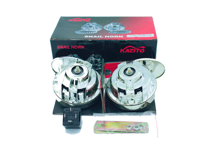 แตรหอยโข่งสีชุบ-แตรหอยโข่ง1เสียง-แตร18เสียง-แตรลม12v-แตรลมรถมอไซค์-แตรลมรถยนต์