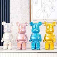 Electroplating Bear Figurine Home Decoration Animal Statue Storage Shelf Modern Room Sculpture Table Decor  Statues