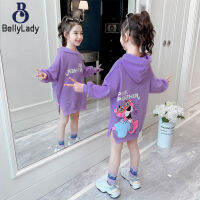 Girls Hoodie Cotton Long-sleeved Hooded Cartoon Pattern Sweatshirt Mid-length Clothes【fast】