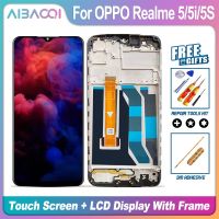 สำหรับ OPPO Realme 5 RMX1911จอแสดงผล LCD สัมผัสทำให้เป็นดิจิทัลประกอบสำหรับ6.5นิ้ว OPPO Realme 5I/5S พร้อมกรอบ