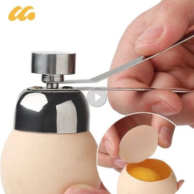 ♗ 1pc Creative Egg Shell Opener Raw Egg Boiled Egg Topper Cutter Stainless Steel Egg Shell Opener Spring Egg Opener Kitchen Tools