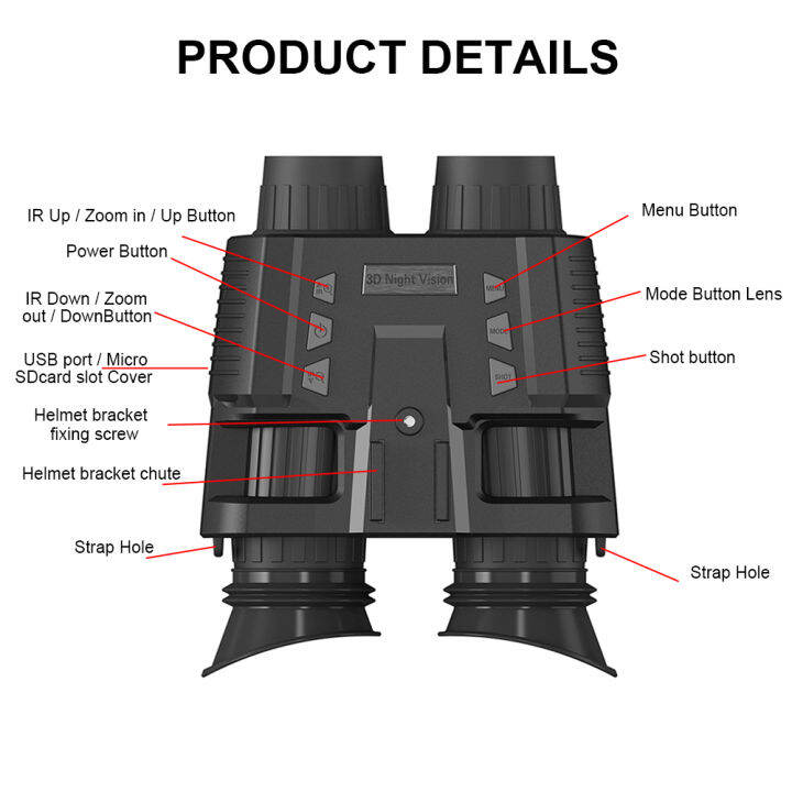 Head Mount Night Vision Binoculars with DualDisplay FHD Infrared