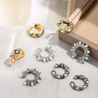 【YF】 Punk Rock rivet Style Pearl Clip on earrings For Women Girls Stackable Cartilage Ear Clips Fake Piercing Vintage Ethnic Jewelry