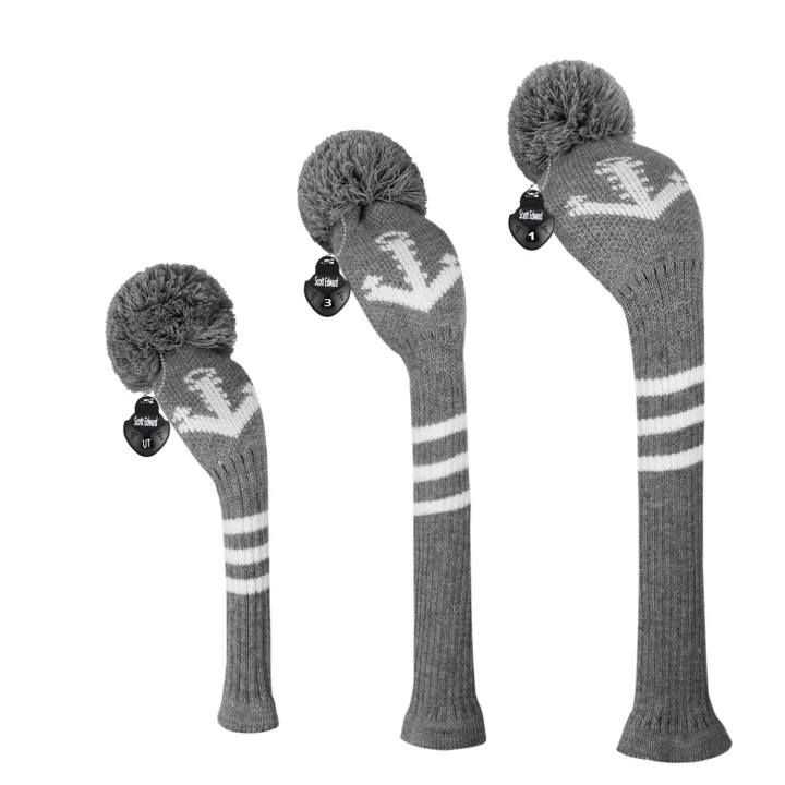 Scott Edward Golf Headcover Set 3Pcs for Driver, Fairway, Hybrid, Big