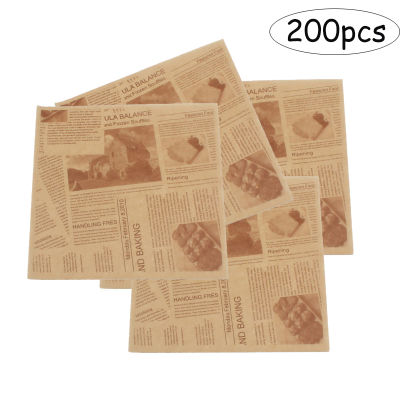 200ชิ้นสำหรับแผ่นพิมพ์ตาหมากรุกแยกห่อเบอร์เกอร์ขี้ผึ้งไม่แท่งขีดเส้น Parchment กระดาษสำหรับอาหารแซนวิช