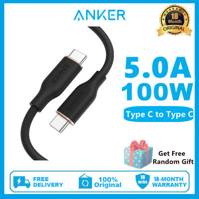 Anker Powerline III Flow, 100W, USB C To USB C Cable 100W, Type C สายชาร์จ Fast Charge สำหรับ Pro 2020, Pro, Air, Galaxy S20, Pixel,สวิตช์ LG และ More826