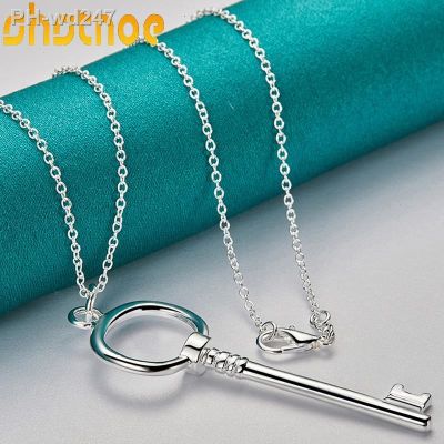 925 Sterling Silver Round Key Pendant Necklace 16-30 Inch Chain For Women Party Engagement Wedding Fashion Charm Jewelry