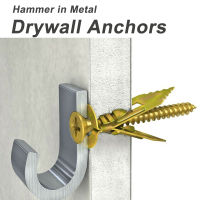 anchor nail wall plug พุกเหล็กHammer in Metal Drywall Anchorsจำนวน 100 ชิ้น ขนาด10*30mm พร้อมสกรูชุบสังกะสี ทั้งหมด 200 ชิ้น/100 ชุด พุกยิปซั่ม พุกร่ม พุกยึดผนังกลวงพลาสติก รวมสกรู