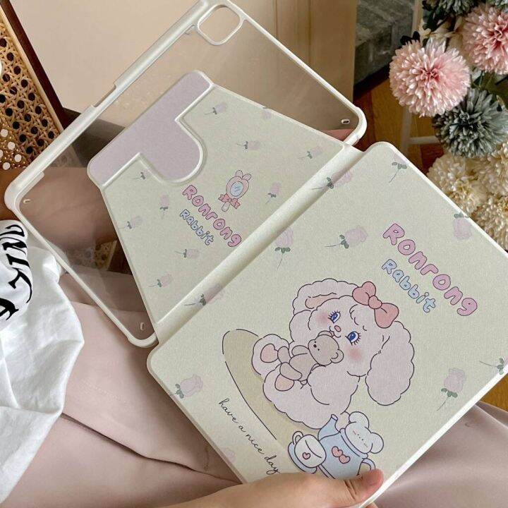 เคสอะคริลิค-ลายกระต่ายน่ารัก-สําหรับ-ipad10th-mini6-ipad5-6-7-8-9-air-air2-air3-air4-air5-10-9-นิ้ว-pro10-5-ipad10-2-นิ้ว-pro11-pro12-9-2018-2020-2021