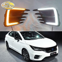 SNCN 2ชิ้น12V รถ DRL LED Daylights สำหรับ Honda City RS 2020 Dynamic สัญญาณไฟเลี้ยวสีเหลืองแบบไดนามิกไฟหน้ารถไฟหน้าสำหรับวิ่งกลางวัน