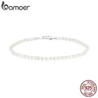 Bamoer 925 Sterling Silver Natural Pearl Necklace Irregular Fresh Water Pearl Neck Chain For Women Elegent Fine Jewelry BSN272