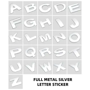 3D Metal Alphabet Silver Badge Chrome Silver Letters Numbers Logo Car  Stickers