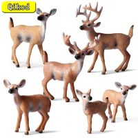 จำลองป่าตุ๊กตากวาง MooseElkreindeerAlpacasika Deer Action Figures สัตว์ชุดตกแต่งเค้ก Toppers ของเล่น