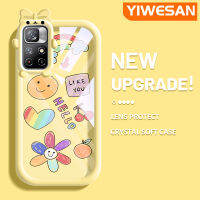 YIWESAN เคสสำหรับ Xiaomi Poco M4 Pro 5G Redmi Note 11 5G Note 11T 5G Note 11S 5G เคส Apple ลายการ์ตูนเชอร์รี่สีรุ้งน่ารักกล้องมอนสเตอร์ขนาดเล็กนิ่มสำหรับเลนส์ซิลิโคนใสเคสป้องกันกันกระแทกแบบใสเรียบง่าย