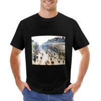 Camille Pissarro - The Boulevard Montre On A Winter Morning T-Shirt Ukuran Besar T Shirt Slim Fit Untuk Pria