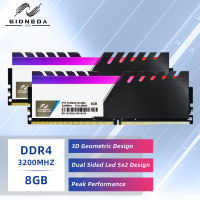 Gioneda ยี่ห้อ PC DDR4 RAM 8GB 3200MHz สำหรับเดสก์ท็อป DIMM Gaming RAM หน่วยความจำพร้อมแถบแสงเย็น