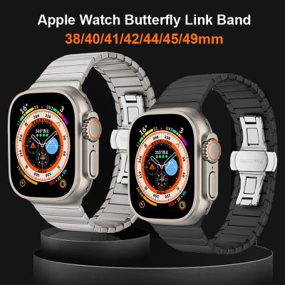 Stainless Steel Strap For Apple Watch Ultra 49mm Band 7 8 45mm 41mm 44mm Butterfly Link Bracelet 38mm 42mm 40mm iWatch SE 6 5 4 Straps
