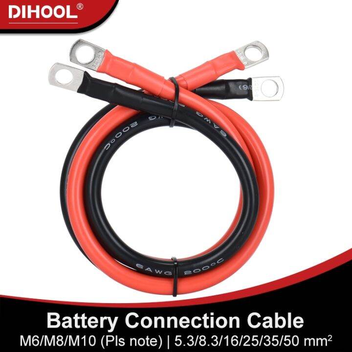 Battery Inverter Cable Set with Terminals AWG 10/8/6/4 Gauge Super Soft Silicone Wire Power