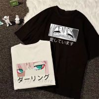 เสื้อยืดผ้าฝ้ายDarling ใน Franxx ญี่ปุ่น Anime Tshirt Zero สองหญิงสาวสวยพิมพ์ Tee ผู้หญิง Harajuku Kawaii มังงะ Camisetas Mujer Feminina