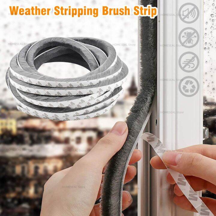 5M Self Adhesive Weather Stripping Brush Strip Sliding Windows Sealing