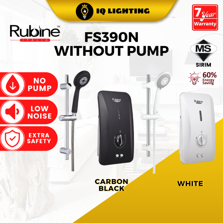 RUBINE FS390N INSTANT WATER HEATER WITHOUT PUMP (WHITE/CARBON BLACK