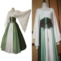 Chemise Corset Dress Renaissance Costume Fairy Elf Costume Halloween Women Medieval Gown Robe Puff Sleeves Elven For Adult 3XL