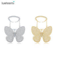 LUOTEEMI Fashion Removable Big Butterfuly Rings for Women High Quality Cubic Zircons Gold Silver Color Rings Shinny Cooktail