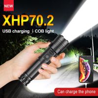 High Power XHP70.2 LED Flashlight Super Bright Telescopic Zoom Lantern COB Lamp USB Charging Torch Fishing Camping Flash Lantern Rechargeable  Flashli