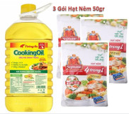 Chai Dầu Ăn Cao Cấp Tường An Cooking Oil 5L - Tặng 3 Gói Hạt Nêm 50gr