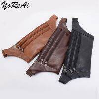 【CW】 YoReAi Men  39;s Waist Leather Sling Chest Pack Male Large Bum Purse New 3 Colors