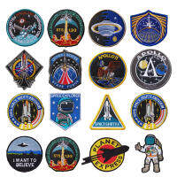 Apollo Project Space Magic Badge เย็บปักถักร้อย Hook And Loop Patches นักบินอวกาศทหารหมวกกระเป๋าเป้สะพายหลัง Armband สติกเกอร์ Appliques