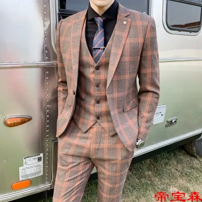[COD] suit mens three-piece Korean version of slim professional dress best man business groom wedding