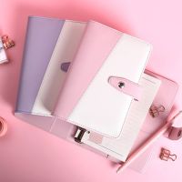 [Hagoya Stationery Stor] ไดอารี่ที่มีสีสัน A5/A6 PU M Acaroon ใบหลวมปก Binder โน๊ตบุ๊คนมปกแข็งเติมวารสารนักท่องเที่ยวปกหนัง