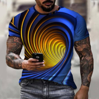 2023 newFashion Colorful Swirl Abstract 3D Printed T-Shirt Short Sleeve Streetwear Casual Sports Tee