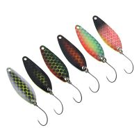 6PCS Spinning Fishing Bait 40mm 5g Fishing Spoon Trout Lure Fishing Lure Fishing Wobblers Spinner BaitLures Baits