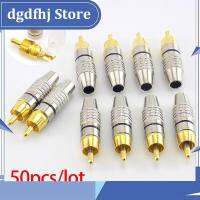 Dgdfhj Shop 50X RCA Male Plug Connector Audio Video Locking Plug Adapter Solderness Cable for CCTV Video Camera Security