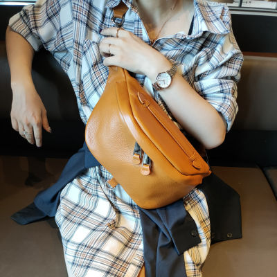 Baobao กระเป๋าหน้าอกลำลองถุงกระโดดนุ่มสำหรับผู้หญิงกระเป๋าสะพายข้างง่ายและอเนกประสงค์นุ่ม