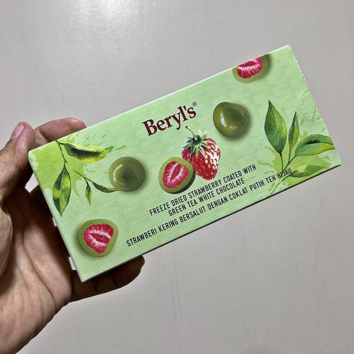 Beryl's FreezeDried Strawberry Coated with Green Tea White Chocolate
