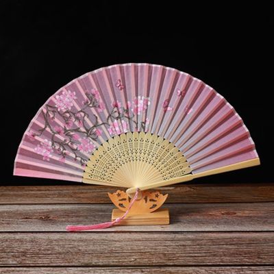 Vintage Style Silk Chinese Folding Fan Japanese Pattern Art Craft Gift Home Decoration Ornaments Party Dance Hand Fan Gift