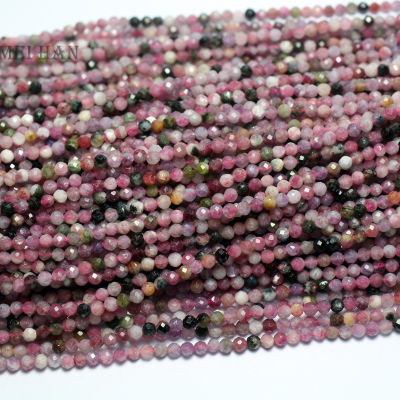 Meihan (3strandsset) natural Tourmaline 4 mm faceted round loose beads stone for jewelry making design